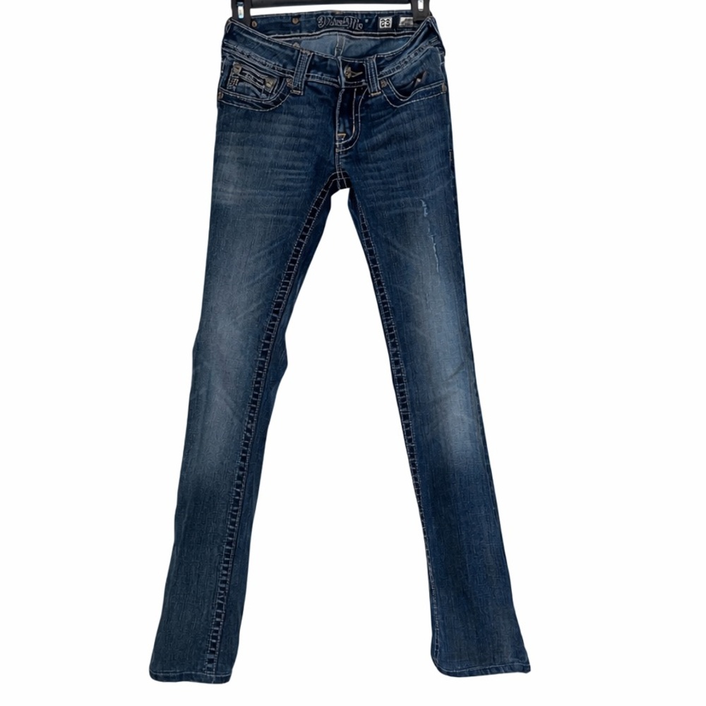 Miss Me Blue Bootcut Jeans with Contrast Stitching